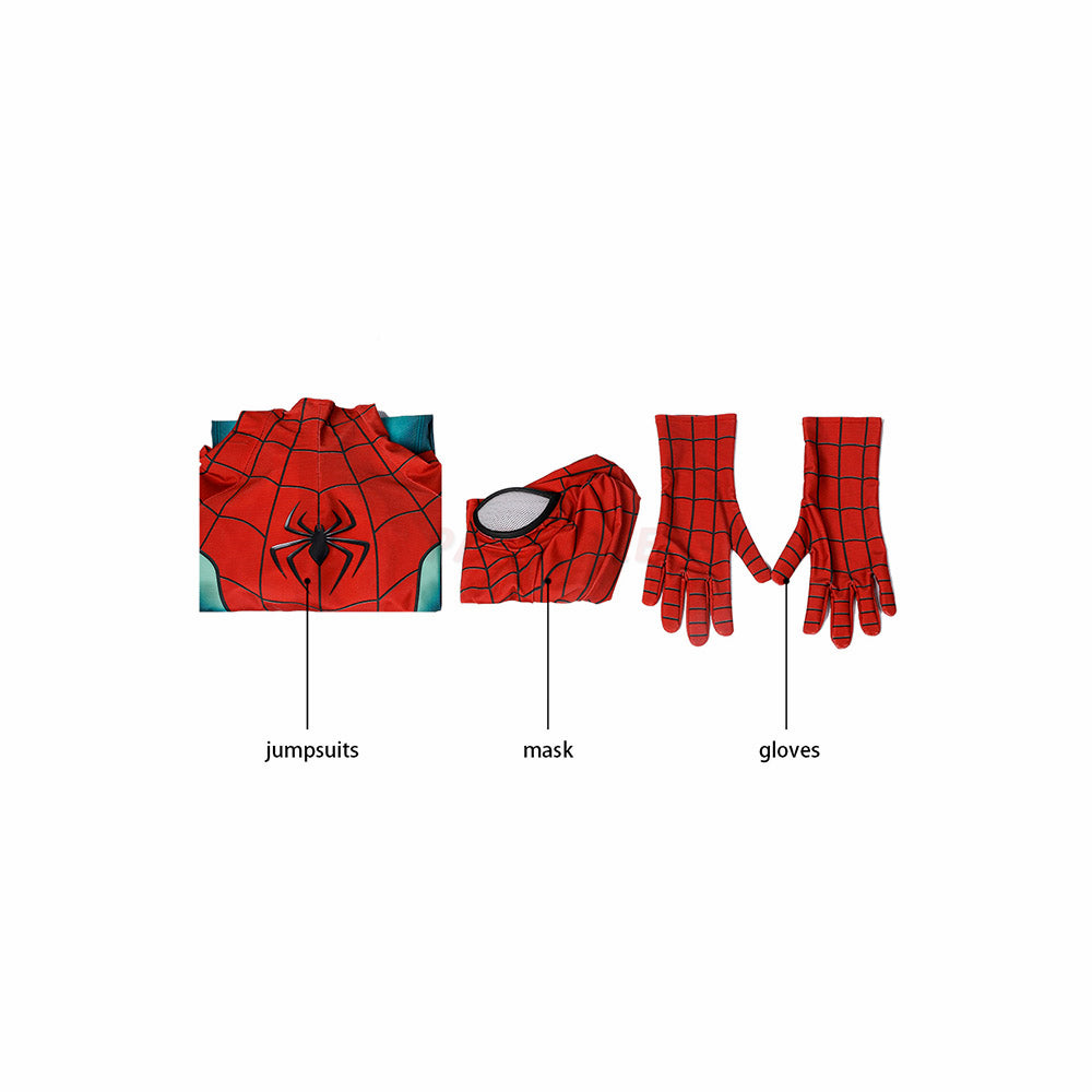 Kids Spiderman Miles Morales PS5 Great Responsibility Cosplay Jumpsuit Halloween gift
