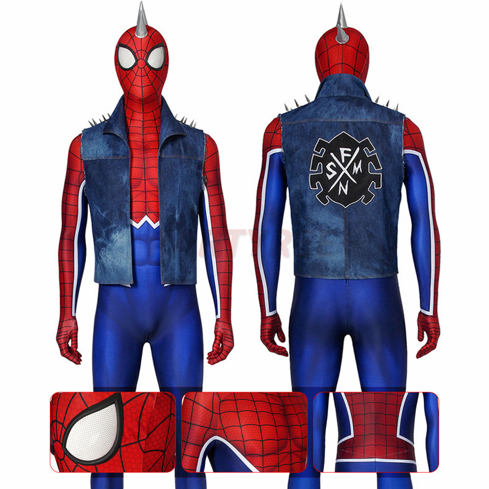 Spider-Punk Cosplay Costume Punk Spiderman Jumpsuit