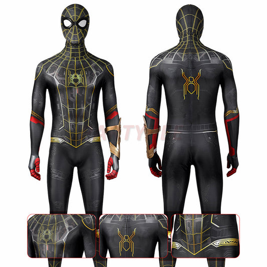Spiderman 3 No Way Home Cosplay Costume Black and Gold Jumpsuit