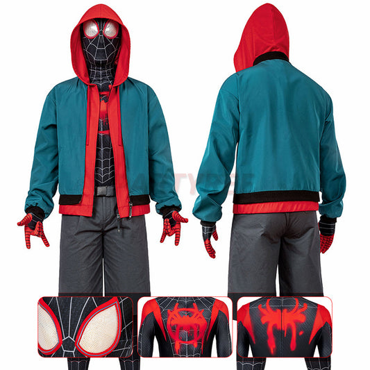 Spiderman Into the Spider-Verse Miles Morales Cosplay Jumpsuit with Coat