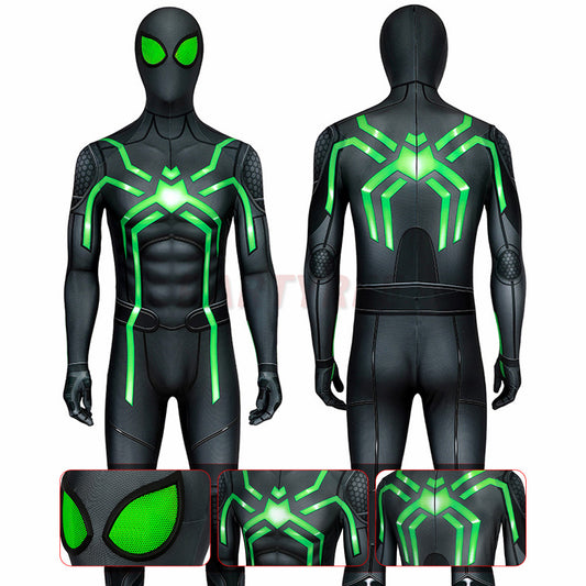Spiderman PS4 Cosplay Costume Stealth Big Time Green Jumpsuit