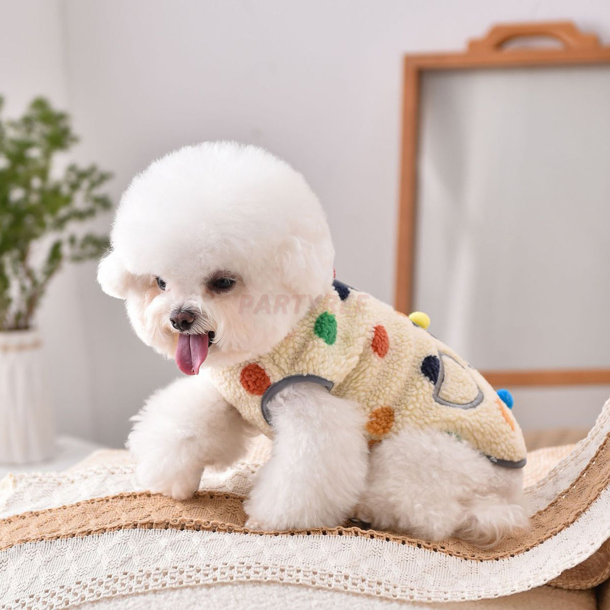 Dog Vest Warm Outfit With Polka Dots