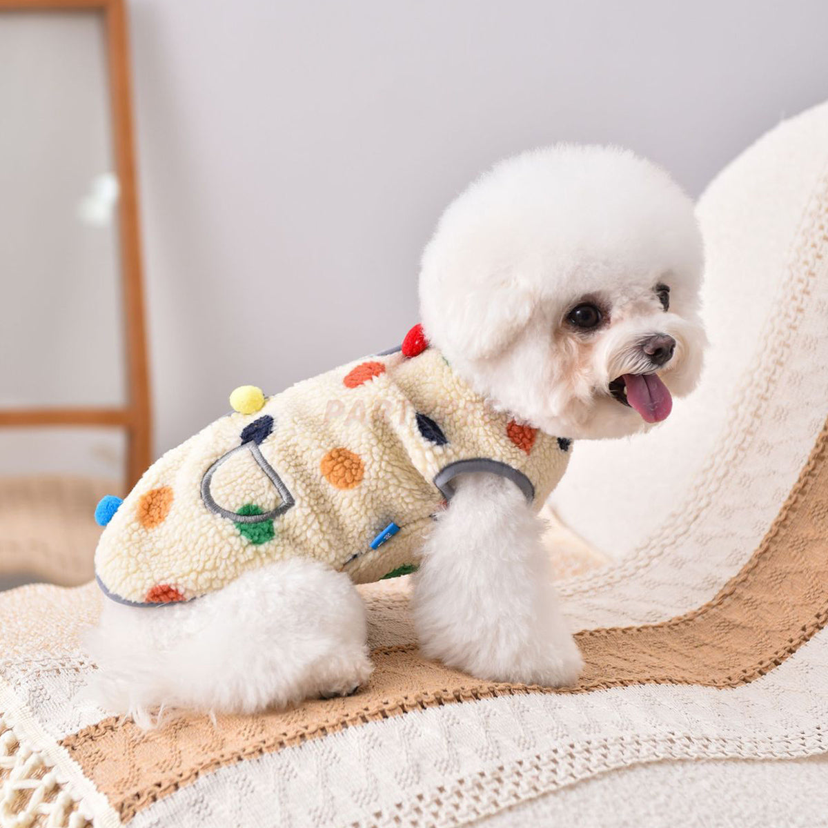 Dog Vest Warm Outfit With Polka Dots