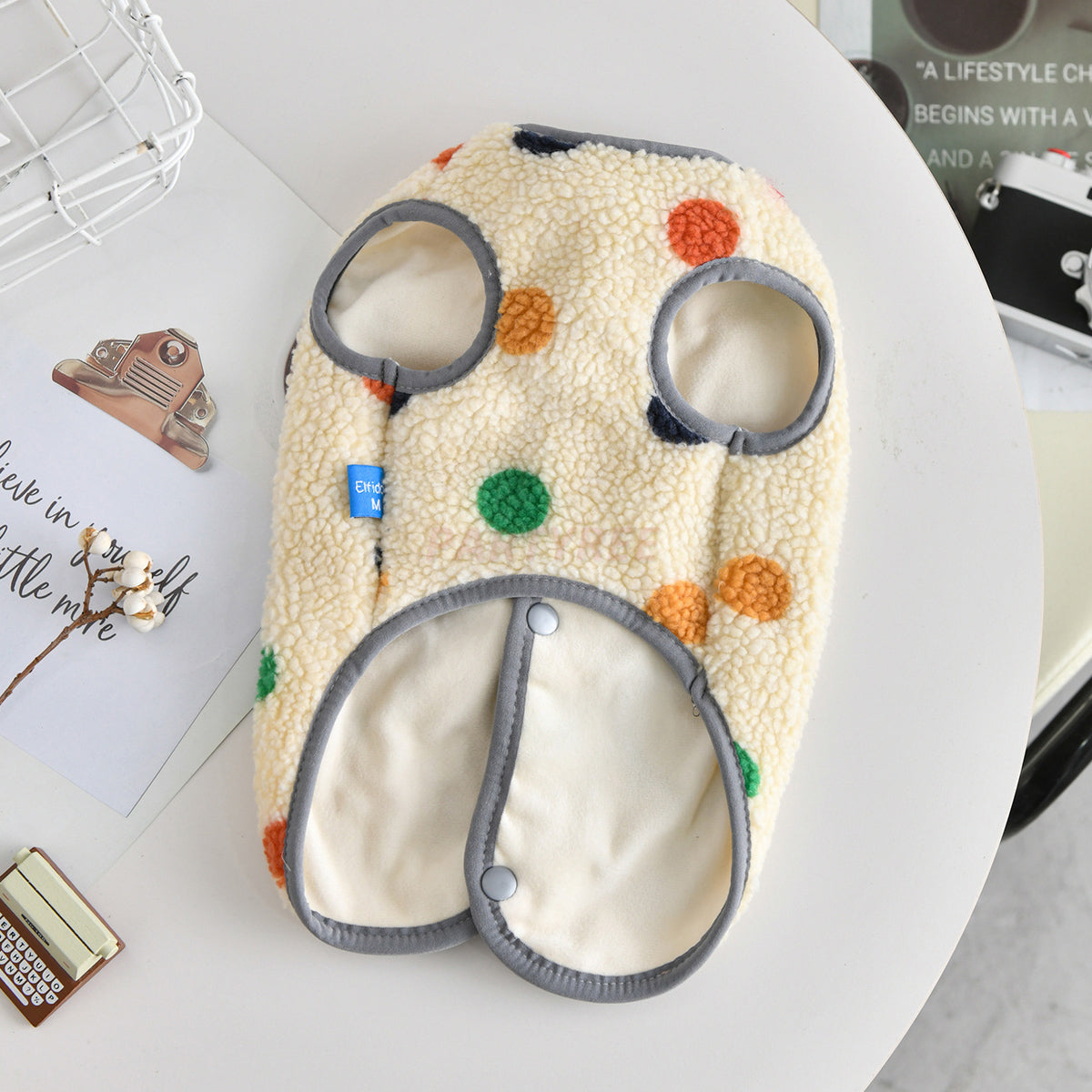 Dog Vest Warm Outfit With Polka Dots