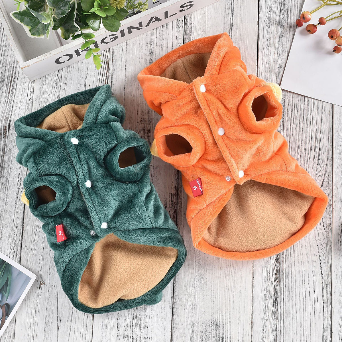 Flannel Dinosaur Shaped Dog Coat