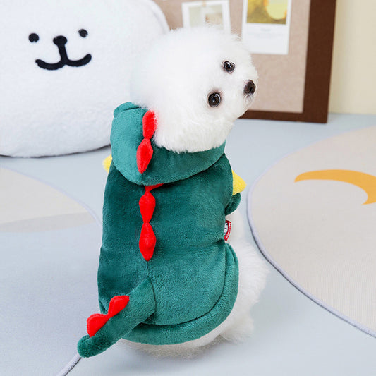 Flannel Dinosaur Shaped Dog Coat