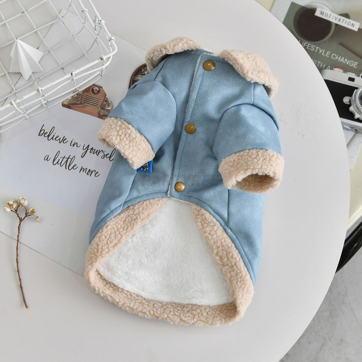 Thick Warm Winter Dog Apparel Leather Jacket