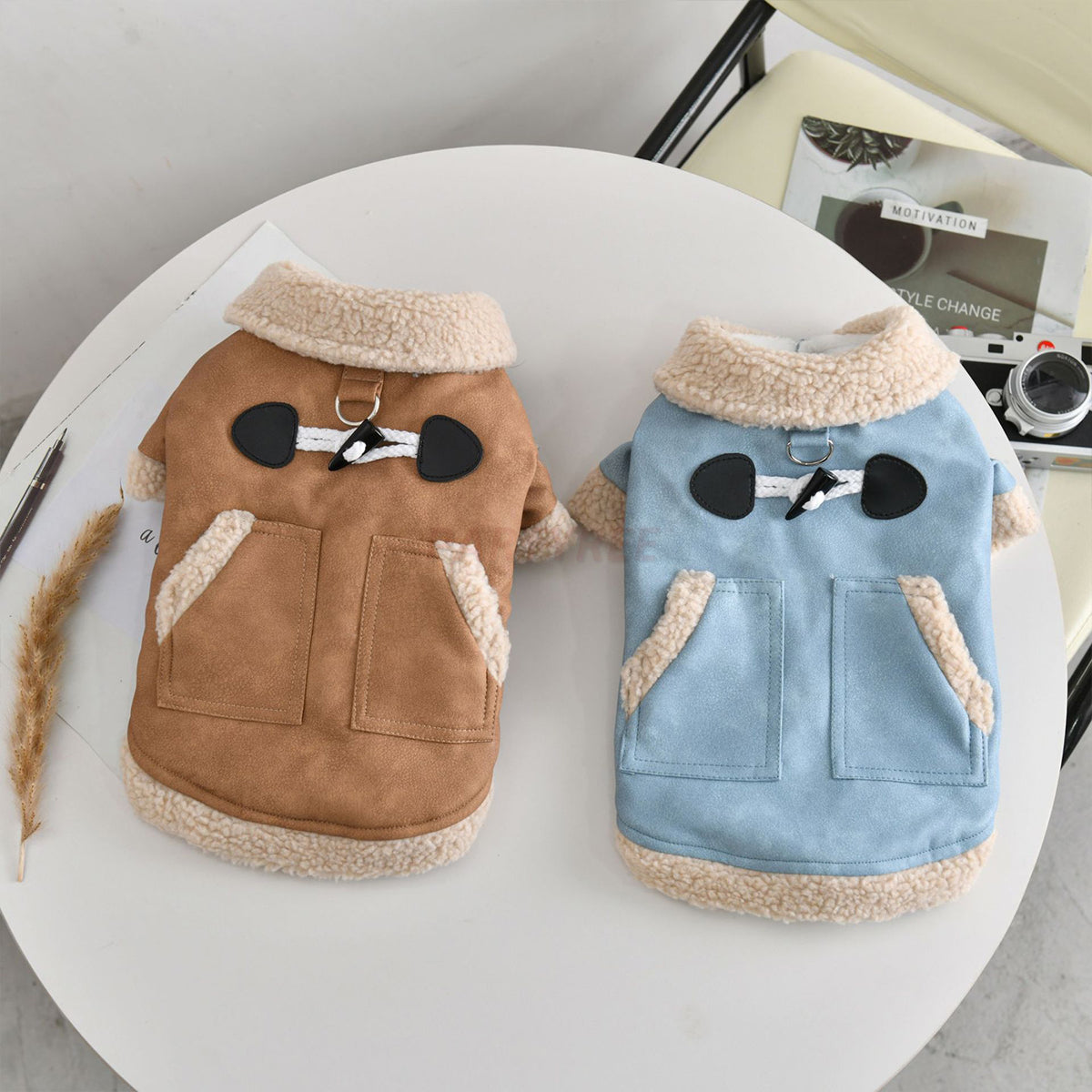 Thick Warm Winter Dog Apparel Leather Jacket