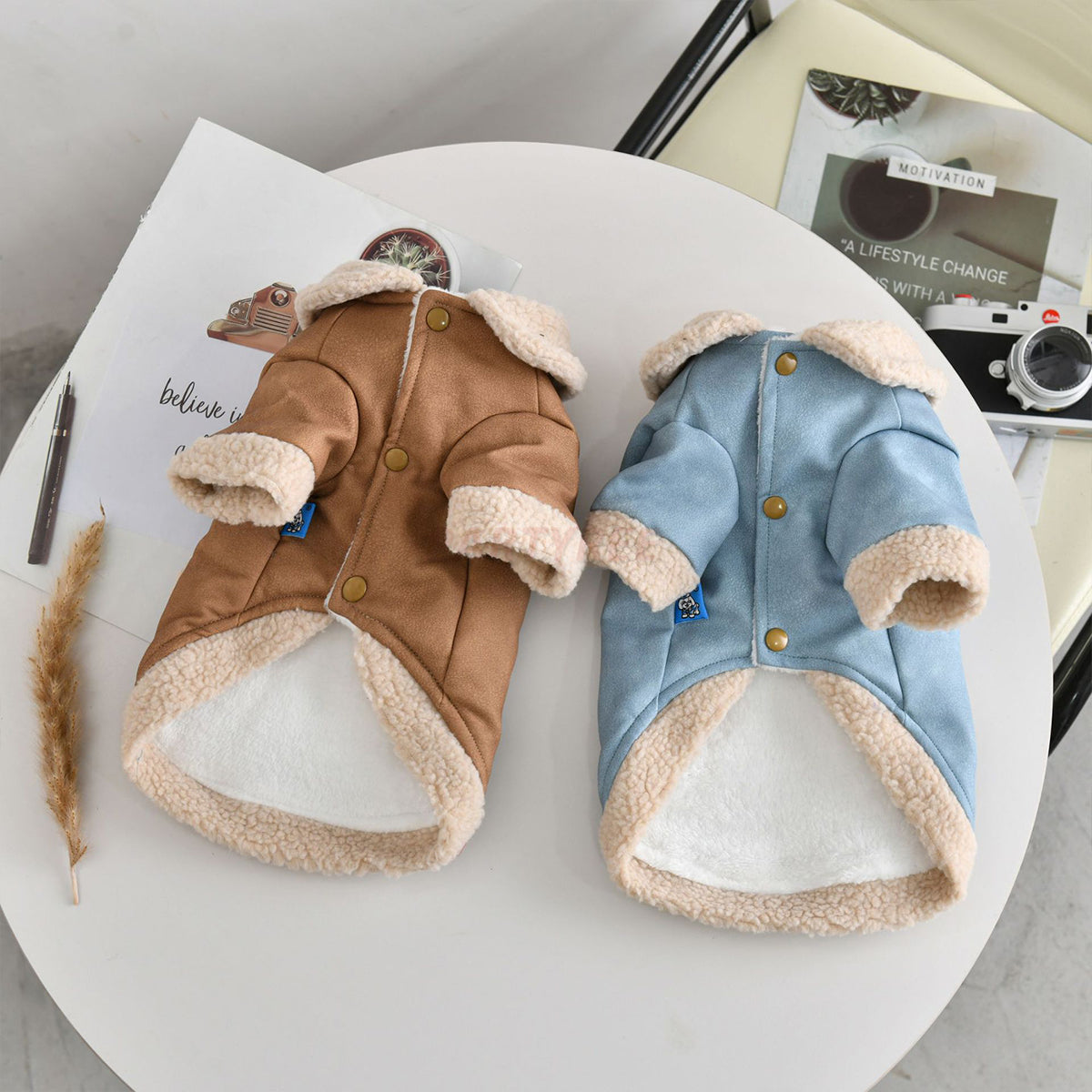 Thick Warm Winter Dog Apparel Leather Jacket