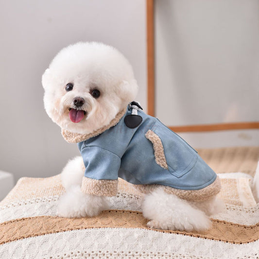 Thick Warm Winter Dog Apparel Leather Jacket