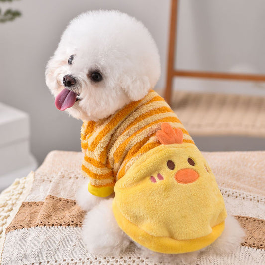 Cute Duck Striped Soft Plush Dog Clothes