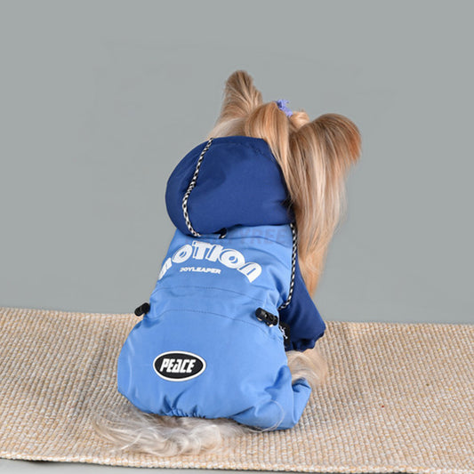 Leashable Dog Hooded Jacket Windproof Pet Apparel