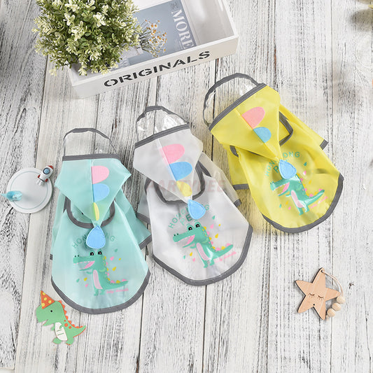 Cute Dinosaur Shaped Hooded Dog Raincoat