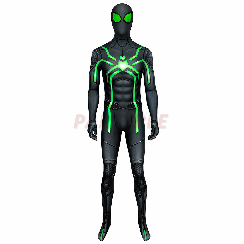 Spiderman PS4 Cosplay Costume Stealth Big Time Green Jumpsuit
