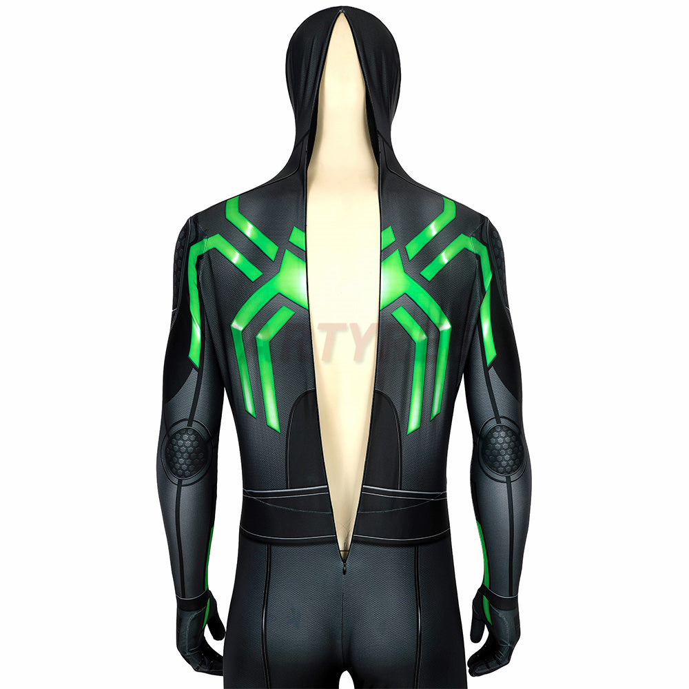 Spiderman PS4 Cosplay Costume Stealth Big Time Green Jumpsuit