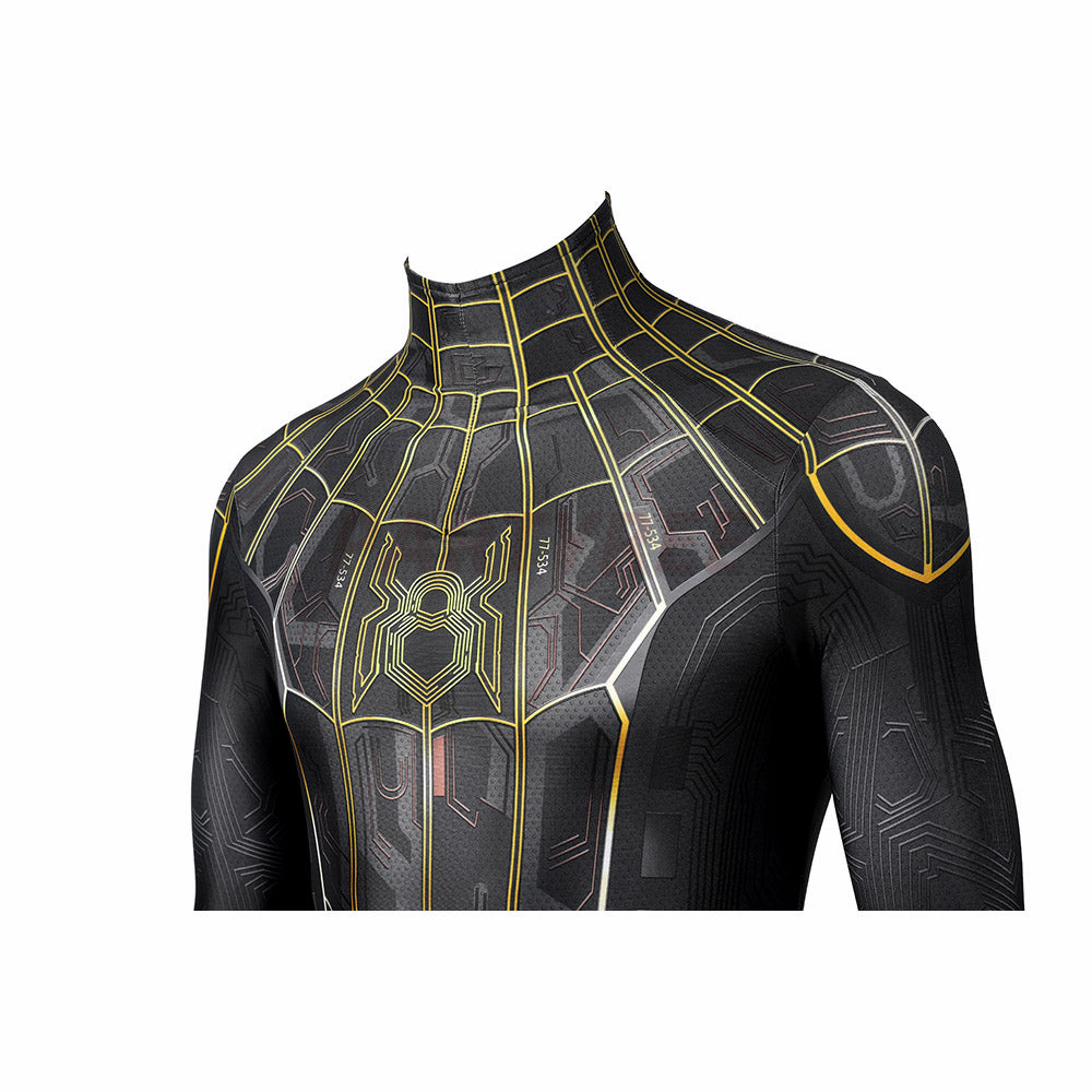 Spiderman 3 No Way Home Cosplay Costume Black and Gold Jumpsuit