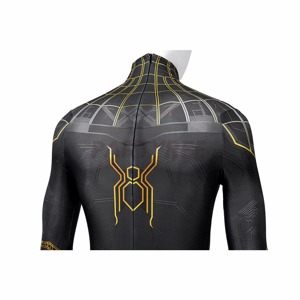 Spiderman 3 No Way Home Cosplay Costume Black and Gold Jumpsuit