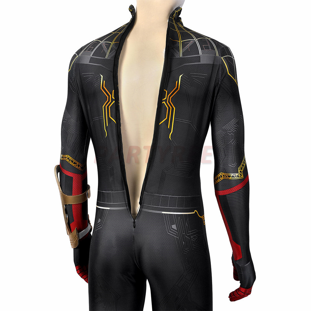 Spiderman 3 No Way Home Cosplay Costume Black and Gold Jumpsuit