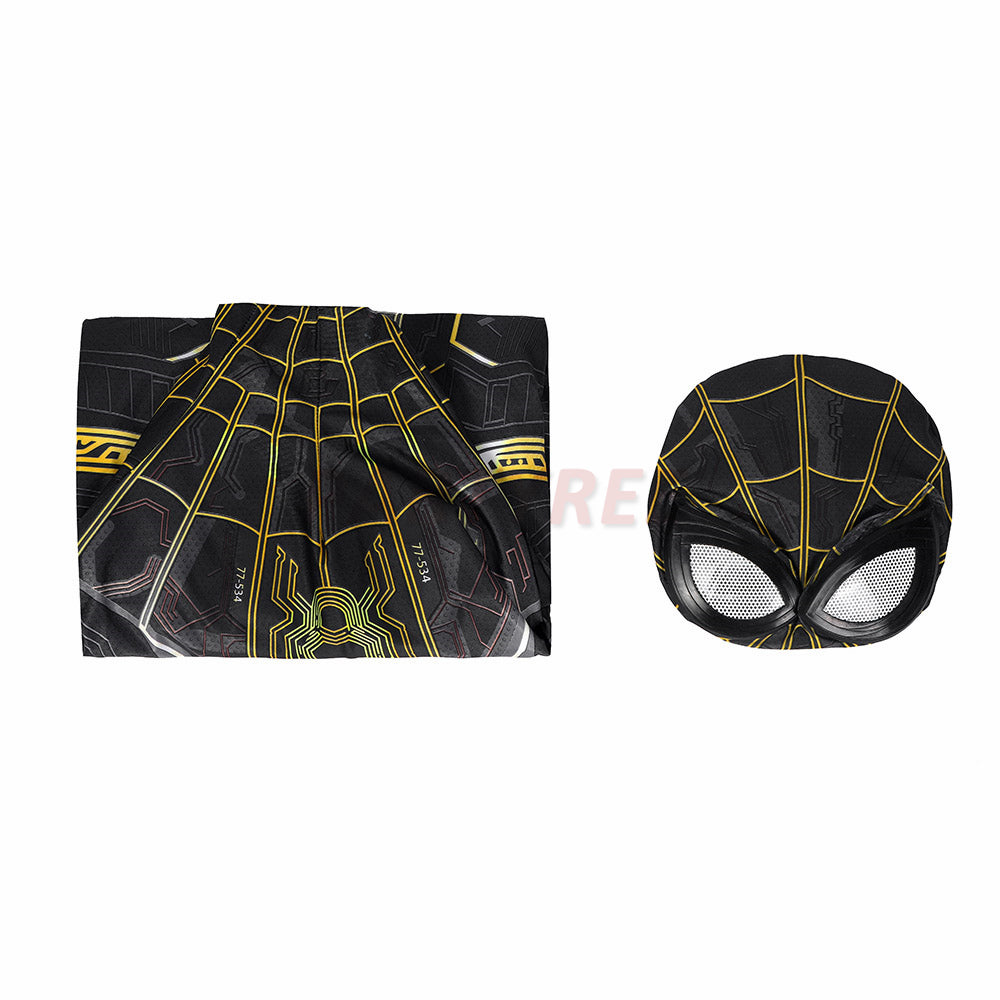 Spiderman 3 No Way Home Cosplay Costume Black and Gold Jumpsuit