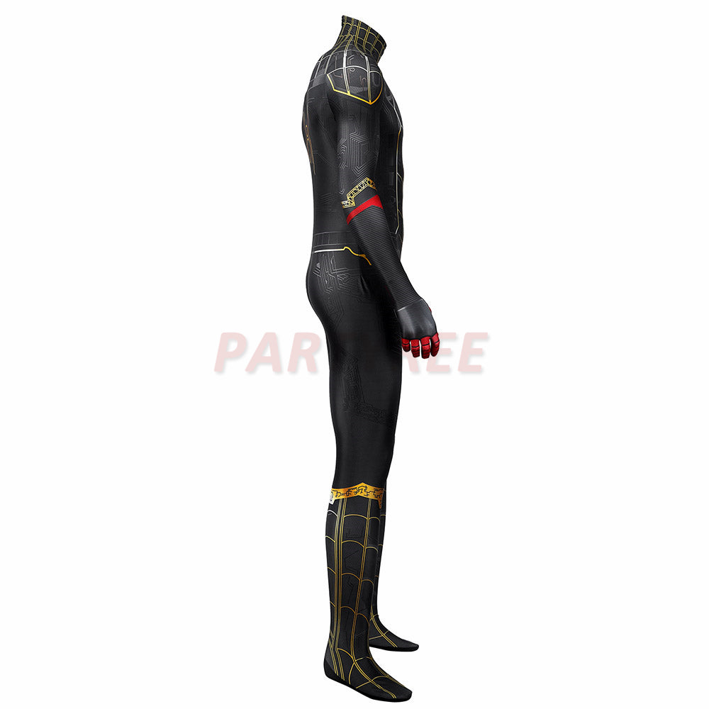 Spiderman 3 No Way Home Cosplay Costume Black and Gold Jumpsuit