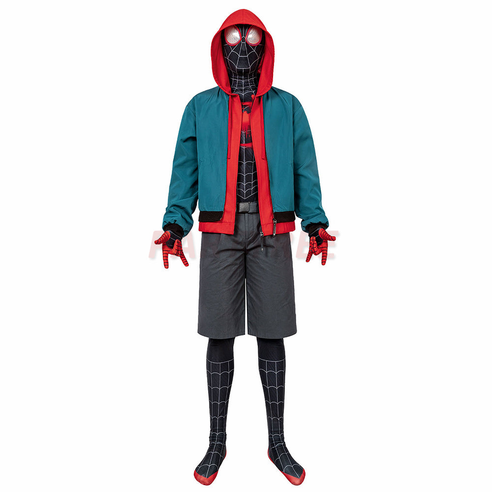 Spiderman Into the Spider-Verse Miles Morales Cosplay Jumpsuit with Coat