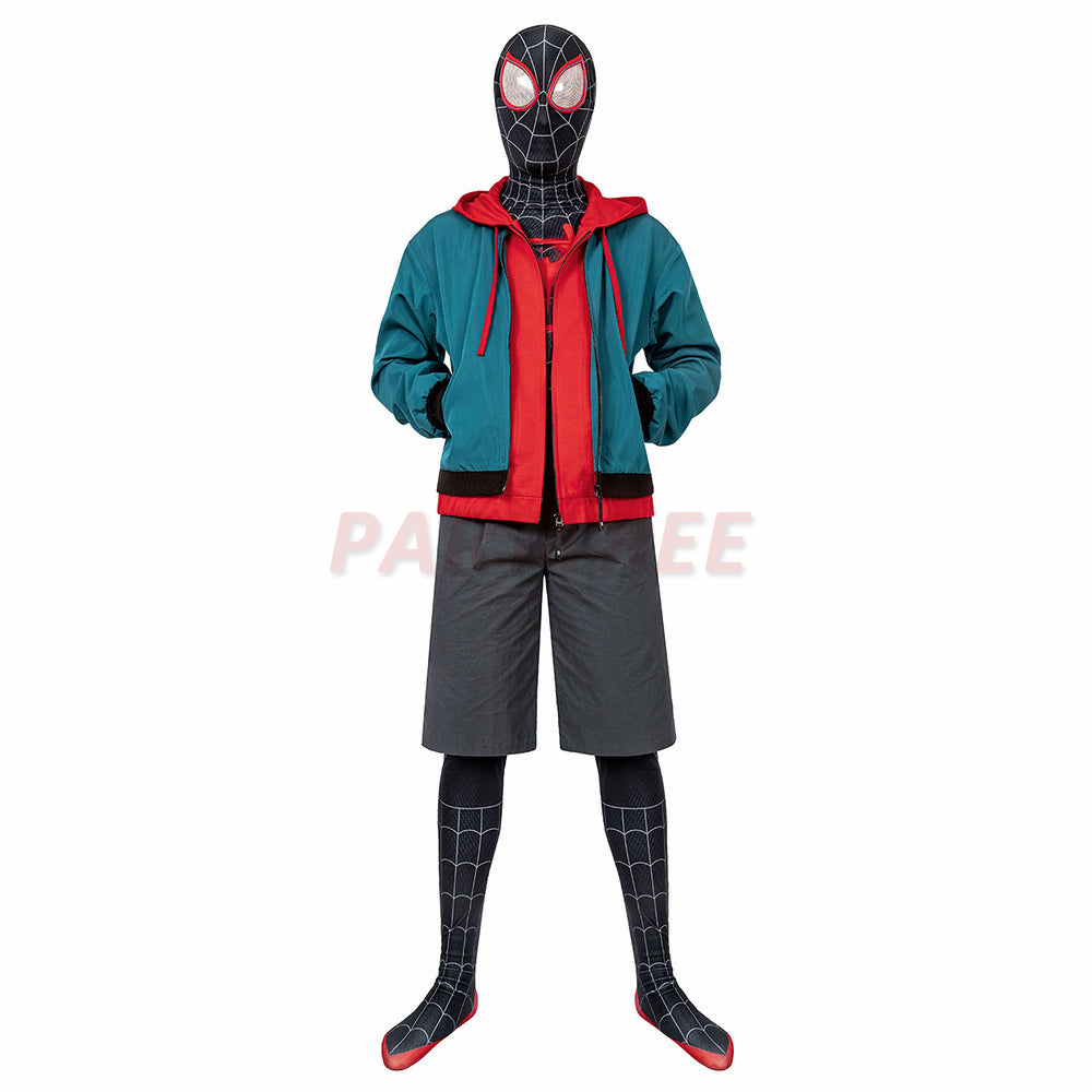 Spiderman Into the Spider-Verse Miles Morales Cosplay Jumpsuit with Coat