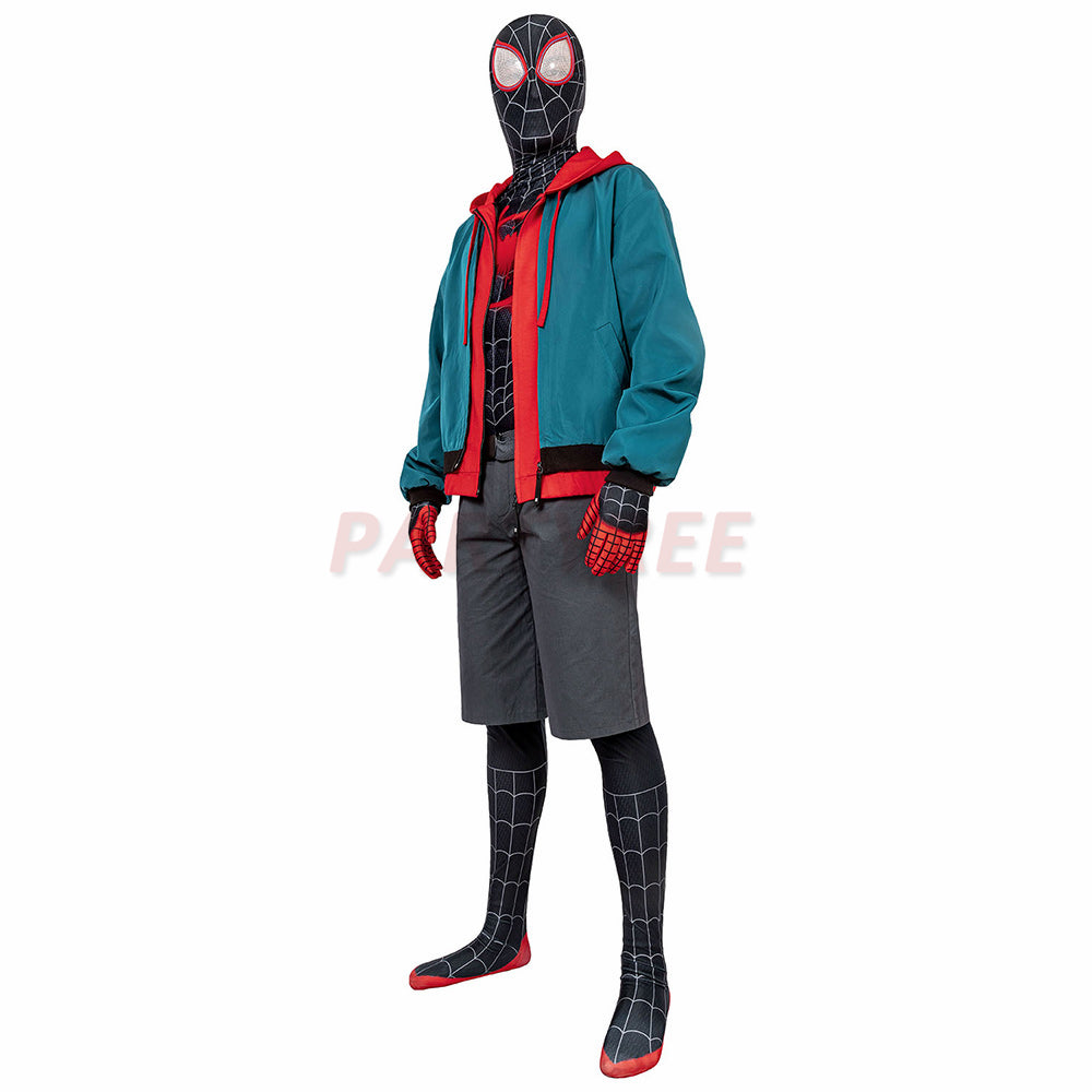 Spiderman Into the Spider-Verse Miles Morales Cosplay Jumpsuit with Coat