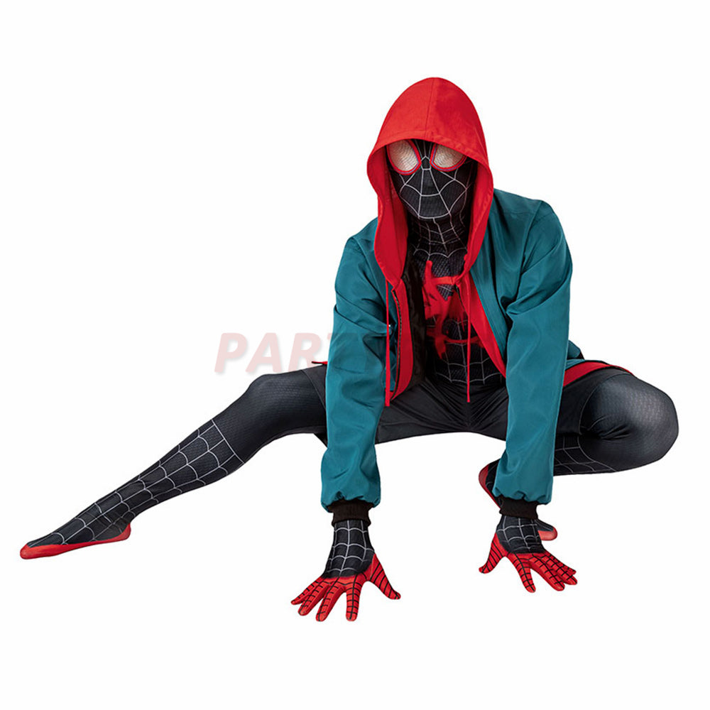 Spiderman Into the Spider-Verse Miles Morales Cosplay Jumpsuit with Coat