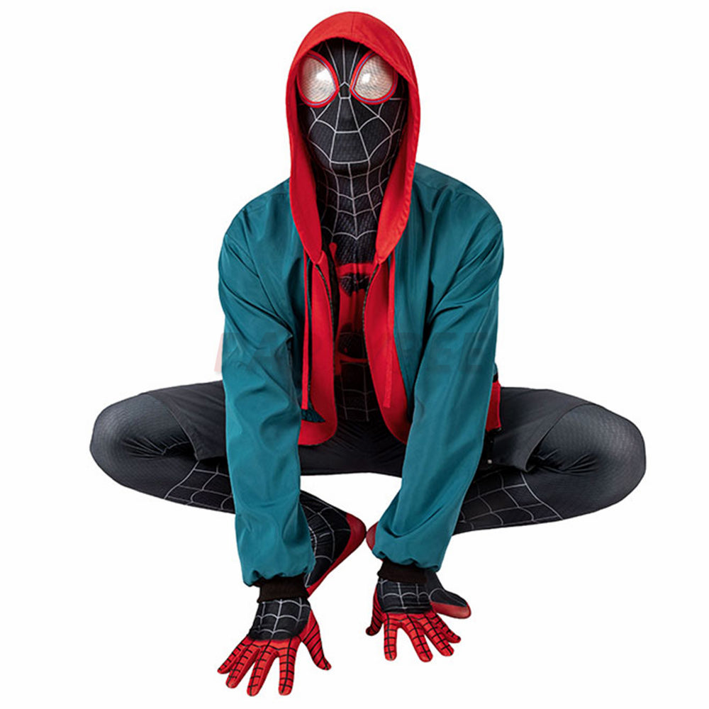Spiderman Into the Spider-Verse Miles Morales Cosplay Jumpsuit with Coat