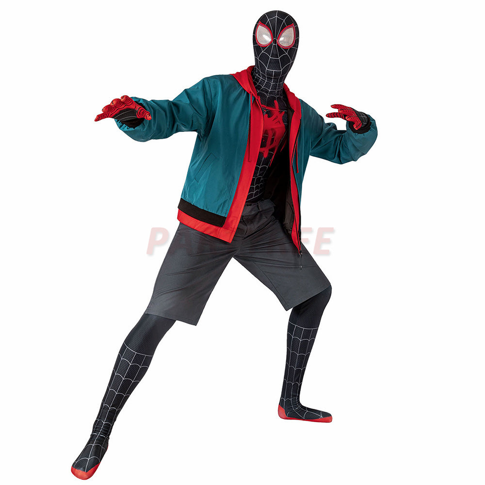 Spiderman Into the Spider-Verse Miles Morales Cosplay Jumpsuit with Coat