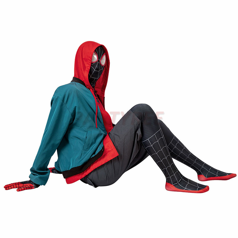 Spiderman Into the Spider-Verse Miles Morales Cosplay Jumpsuit with Coat